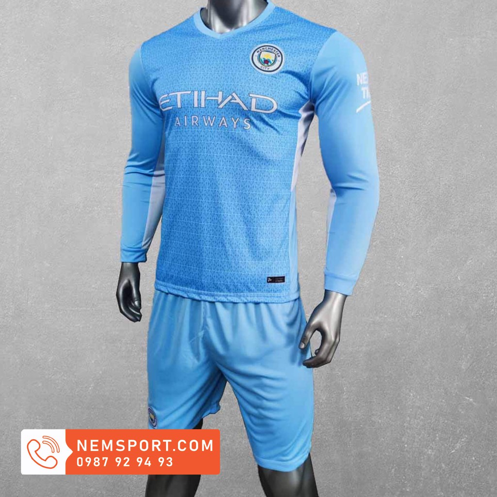 Áo Đá Bóng MAN CITY TAY DÀI Mùa Giải 2021-2022