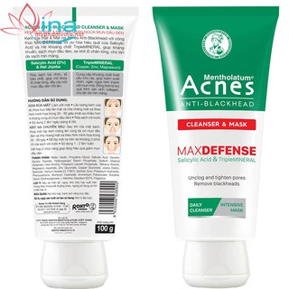 KEM RỬA MẶT & MẶT NẠ NGĂN NGỪA MỤN ĐẦU ĐEN ACNES ANTI-BLACKHEAD CLEANSER & MASK 100GR