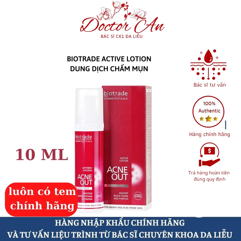 [ CHÍNH HÃNG CÔNG TY] Lotion giảm mụn Biotrade Acne Out Active Lotion 10ml nhanh chóng, hiệu quả BS AN