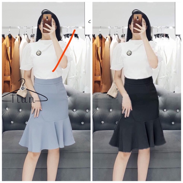 ⚡BỌC VIỀN⚡️ Chân váy đuôi cá đen, xanh ghi loại đẹp