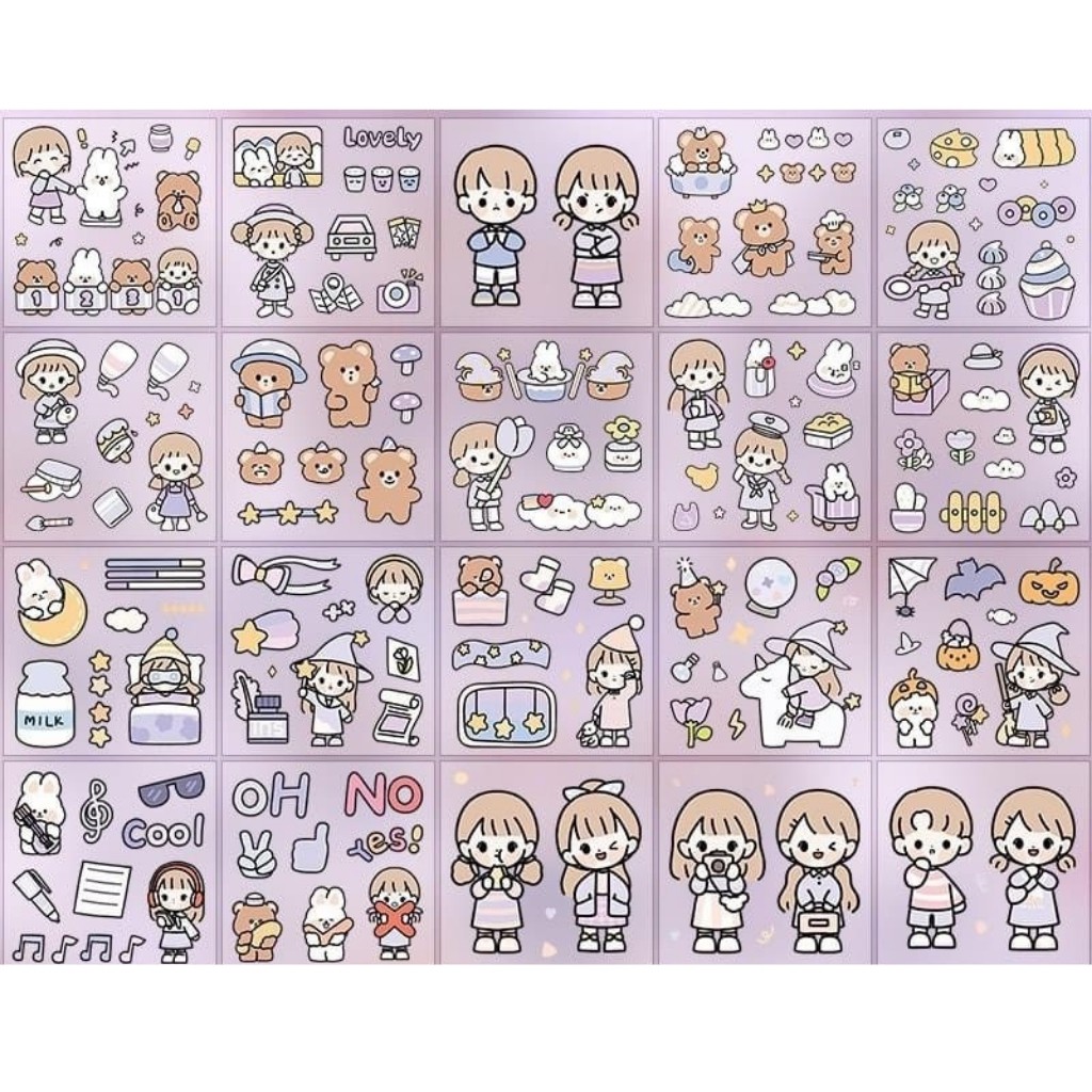 Hộp 1000 sticker siêu dễ thương Bi house