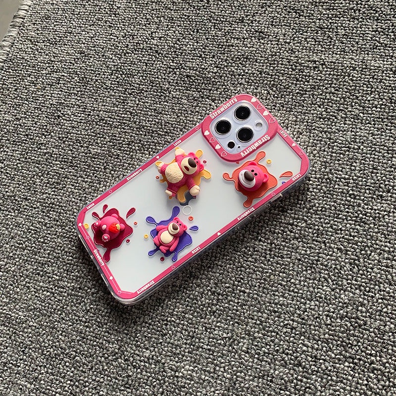 Ốp Điện Thoại Họa Tiết Gấu Dâu Tây Hoạt Hình Cho Iphone 13/12 Pro max Apple11 XR/Xs 6/7/8plus