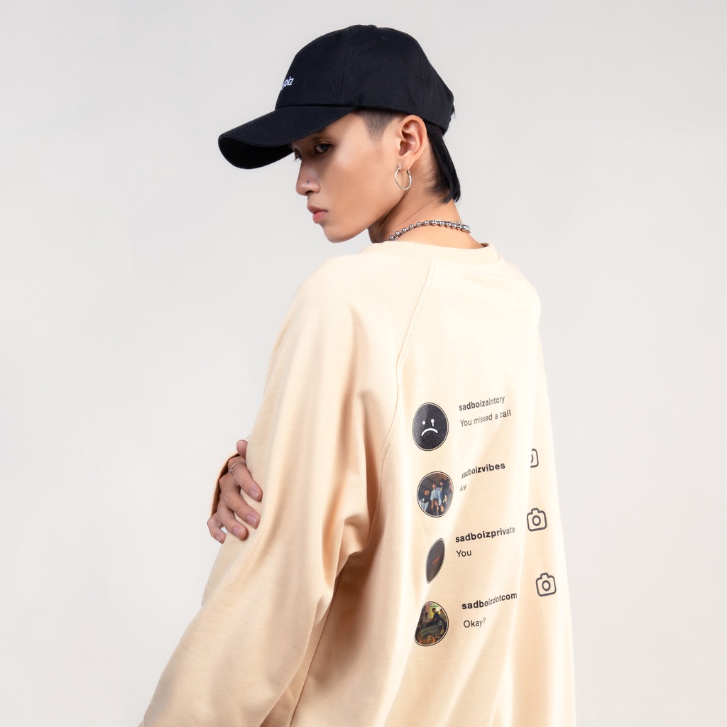 Áo sweater SADBOIZ Sadtagram Cream