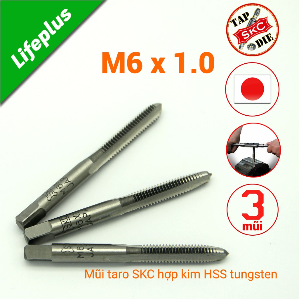 bộ 3 mũi taro tay SKC M6 x 1.0 Nhật Bản