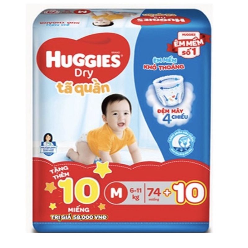 Tã quần Huggies Dry M74 (6-11kg)