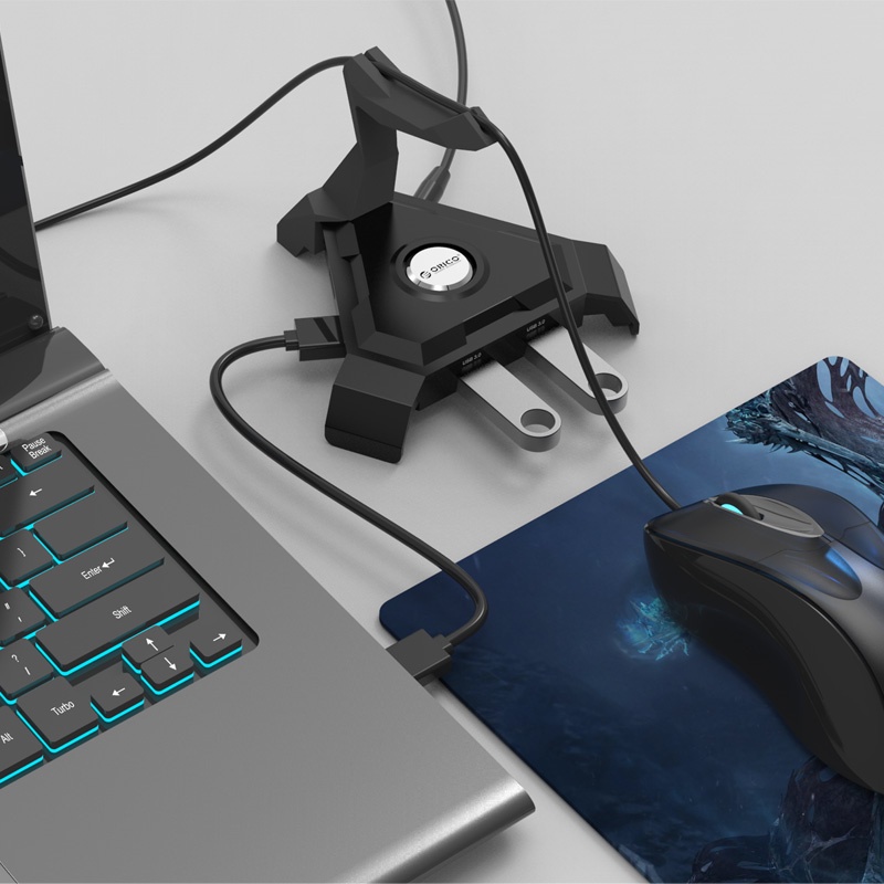 Orico LH4CS Hub 4 cổng USB 3.0 tốc độ cao, 1 cổng sạc 5V 2.4A  kiêm giá để dây chuột - HUB đa năng chính hãng