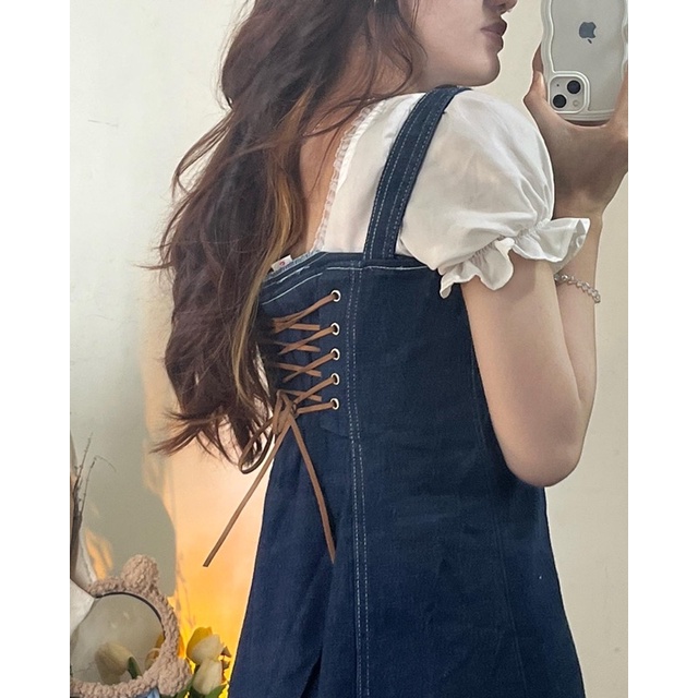 Yếm jean dáng xoè dài taobao order