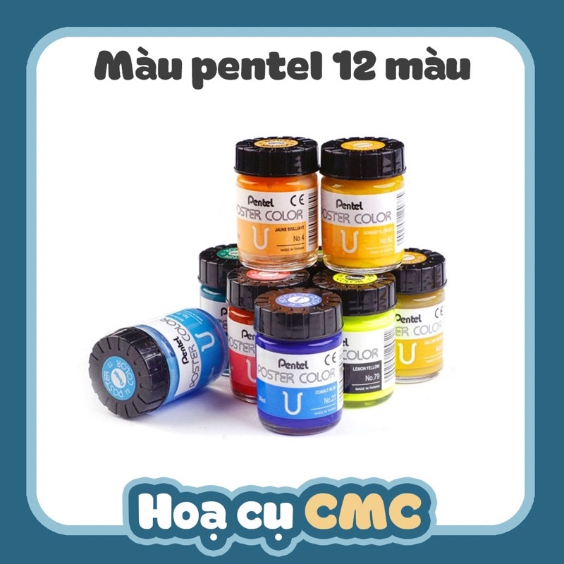 Hộp màu poster pentel 12 lọ thuỷ tinh