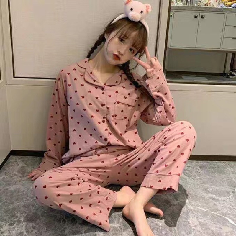 Bộ Pyjama dài tay look book nhiều màu hàng QC cực xinh