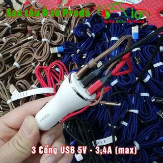 Tẩu Sạc Điện Thoại Proda dùng trên Ô Tô với 3 Cổng sạc USB 5V-3.4A (max)| Sạc điện thoại trên Ô tô 3 cổng USB
