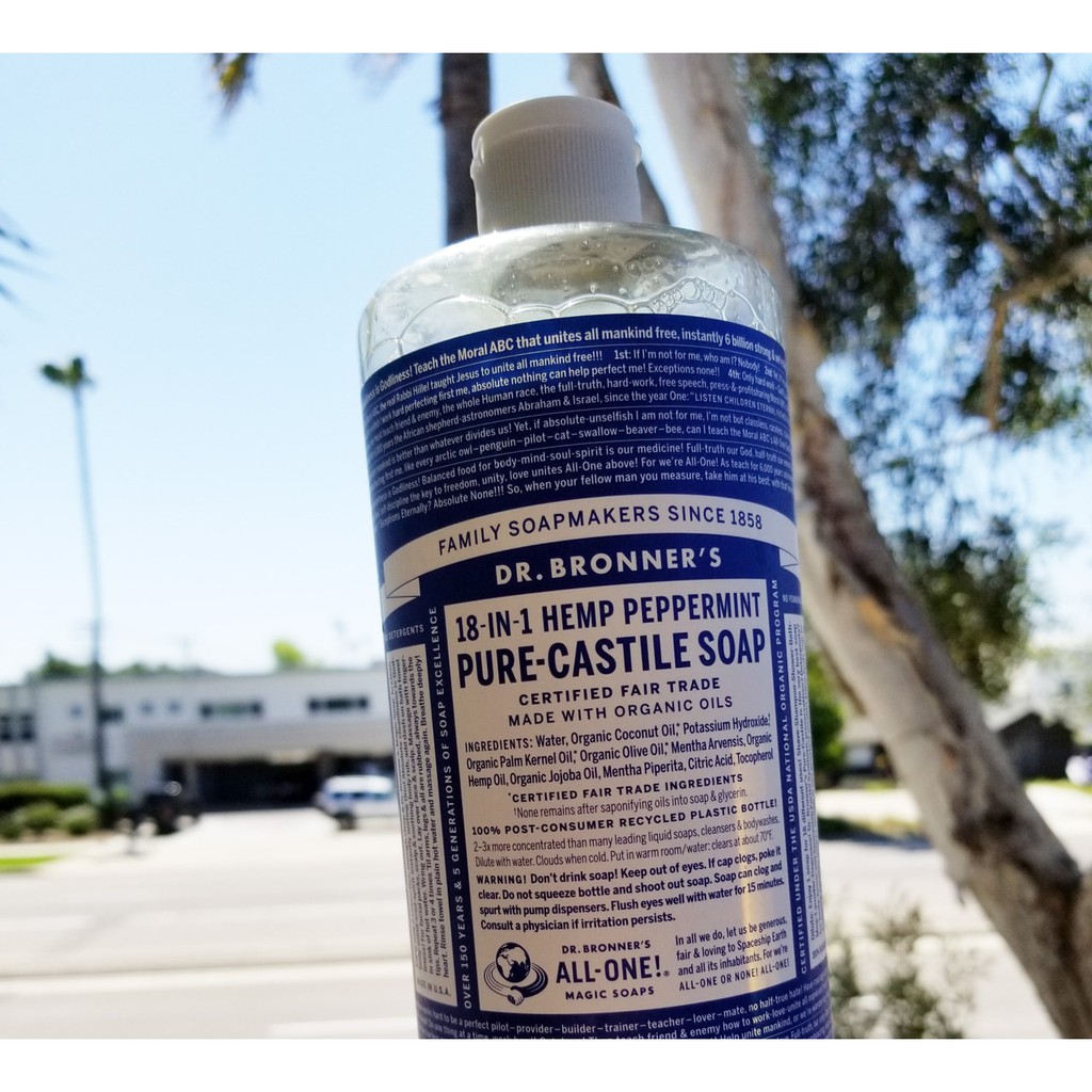[AUTH - BILL MỸ] Dung dịch xà phòng đa năng 18 in 1 hữu cơ Dr Bronner's Castile Soap 946ml | BigBuy360 - bigbuy360.vn