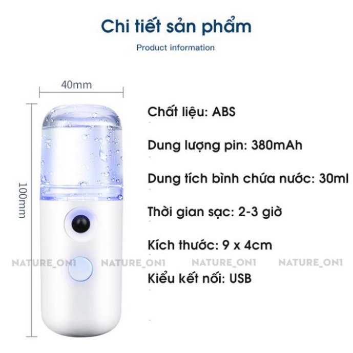 Máy Xông Mặt Miini Nano Cầm Tay, Thiết Kế Nhỏ Gọn, Tinh Tế, Hiện Đại - Máy Xịt Khoáng Mini Tiện Lợi