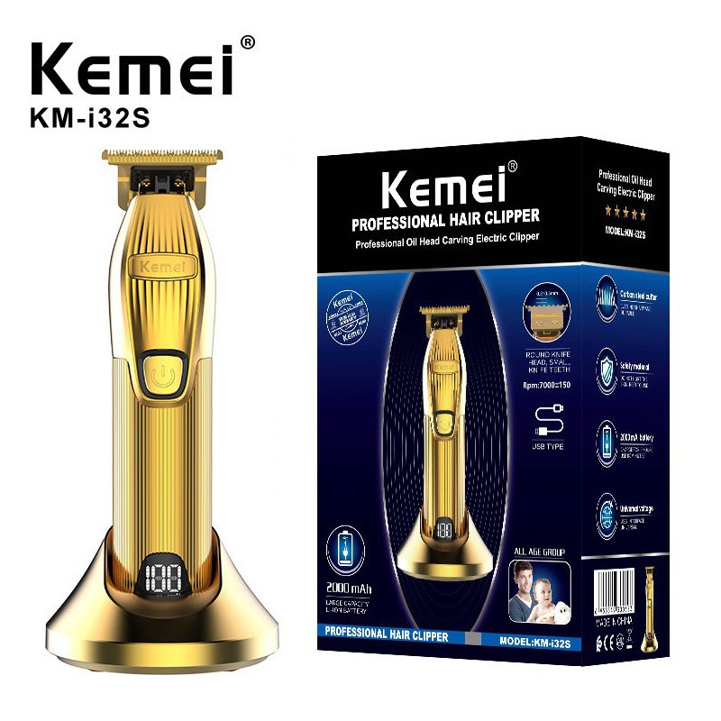 Tông đơ bấm viền Kemei i32s màu vàng