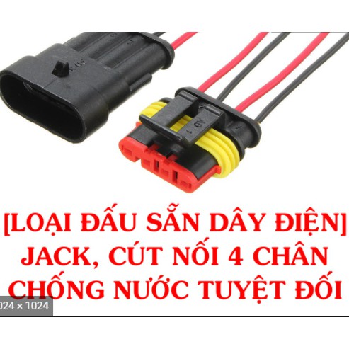 [LOẠI ĐẤU SẴN DÂY] ĐẦU CÚT JACk GIẮC NỐI DÂY ĐIỆN 4 CHÂN CHỐNG NƯỚC CHO XE MÁY XE HƠI Ô TÔ