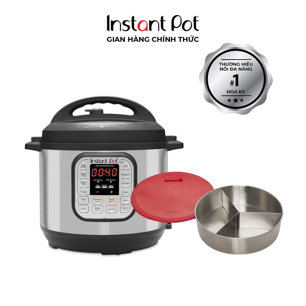 [Mã ELHADEV giảm 4% đơn 300K] COMBO Nồi áp suất điện đa năng Instant Pot Duo 60 (5.7 lít) kèm khuông làm bánh 3 ngăn