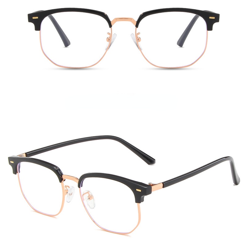 Kính Mát TR90 Nửa Gọng Kim Loại Chống Ánh Sáng Xanh Phong Cách Retro Cho Nam