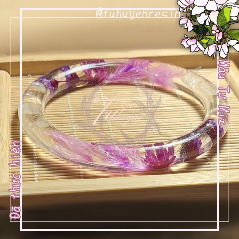 Vòng tay resin hoa khô nhà Tư Tư làm theo mẫu có sẳn_mẫu 4+_đã mix🌸◽️▫️
