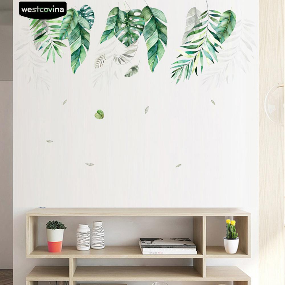 Bộ 2 nhãn dán tường họa tiết lá cây nhiệt đới đẹp mắt