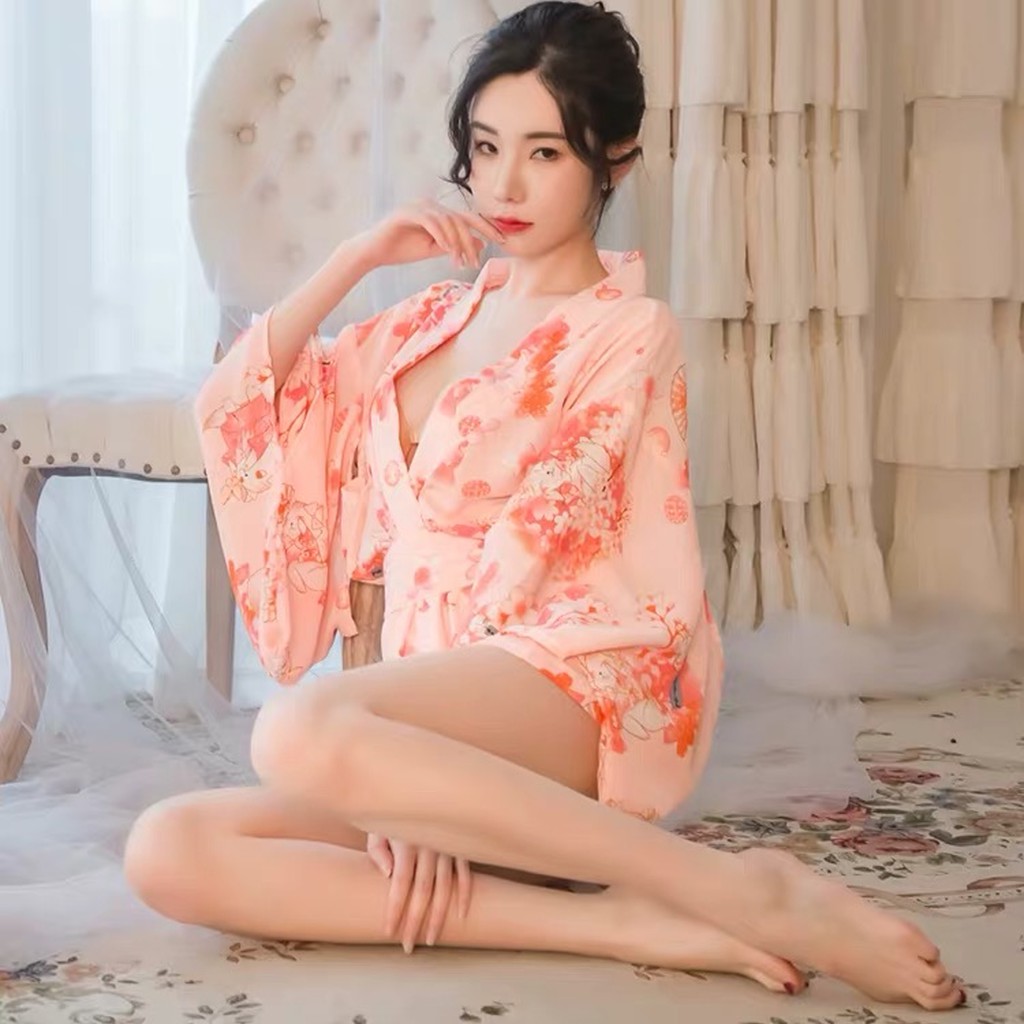 Đồ ngủ sexy công chua hoa anh đào kimono gợi cảm quyến rũ