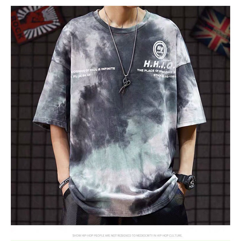 Áo thun nam nữ unisex loang màu HHJQ tay lở form rộng | BigBuy360 - bigbuy360.vn