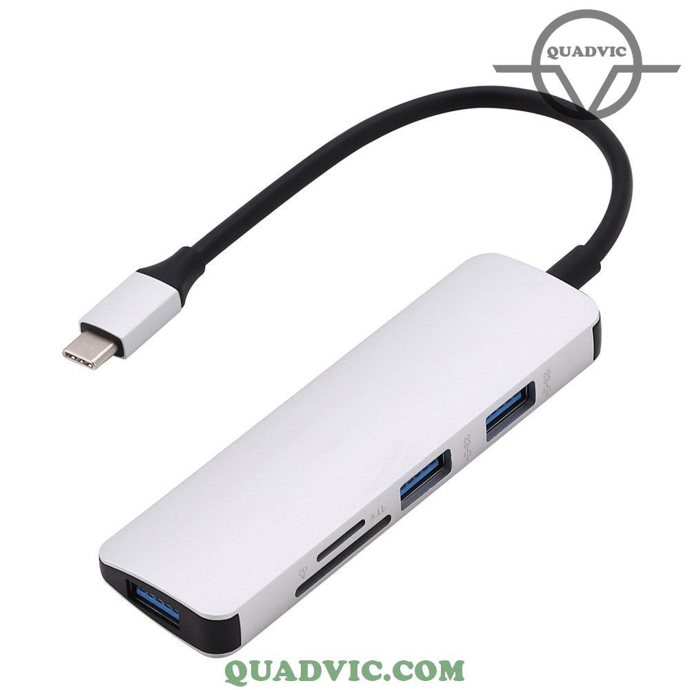 Hub chia USB Type-C 5 Cổng USB 3.0/ SD/ TF MicroSD Macbook Android Window N00377 QuadViC.com