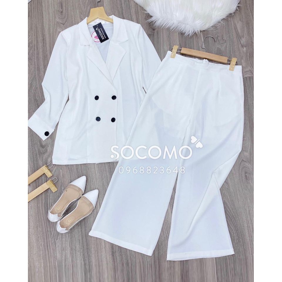 [clip] Set vest nữ áo trắng kèm quần suông Socomo - Hàng loại 1, chất đẹp - Giá tốt - 100% ảnh Socomo tự chụp