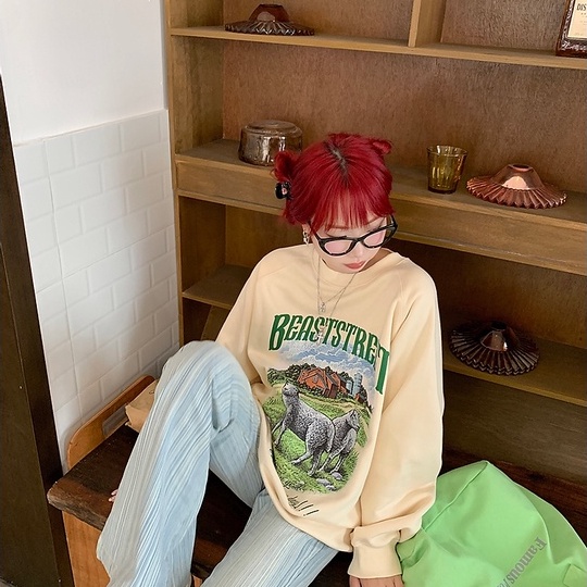 Áo Nỉ Nữ Dài Tay Cổ Tròn Thời Trang Hàn