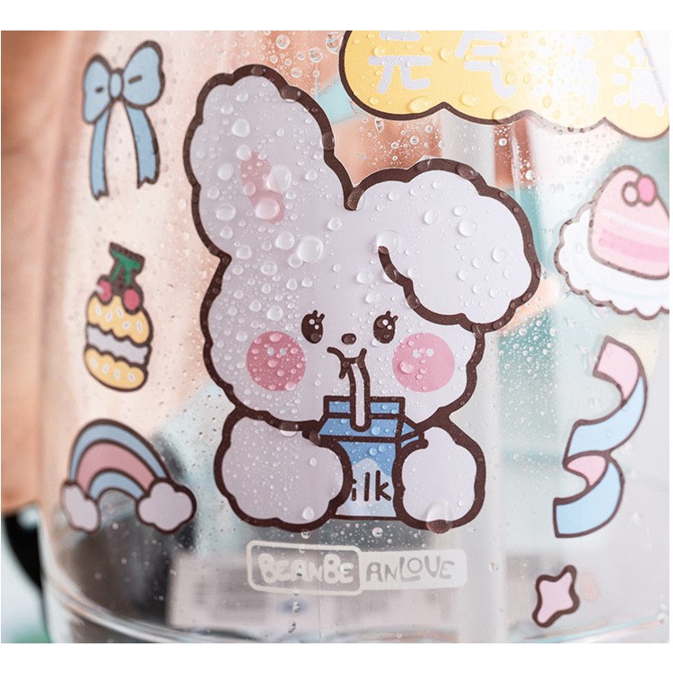 Sticker dán bình nước, chai, lọ chiết hình thỏ gấu cute
