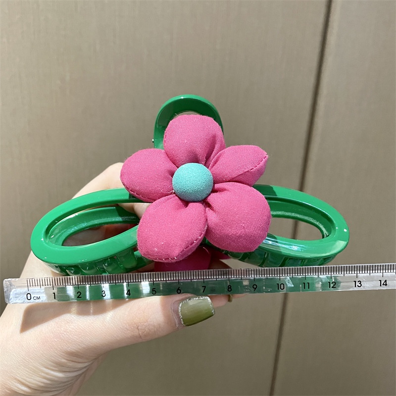 Kẹp Tóc Nhựa Hình Cá Mập Xanh Lá / Đỏ Hoa Hồng Lớn Thời Trang Xuân Hè Hàn Quốc Cho Nữ
