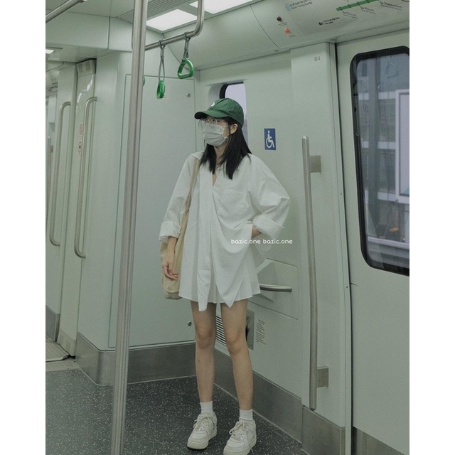 Áo sơ mi 1 cúc oversize, sơ mi 1 cúc ulzzang Bazic one
