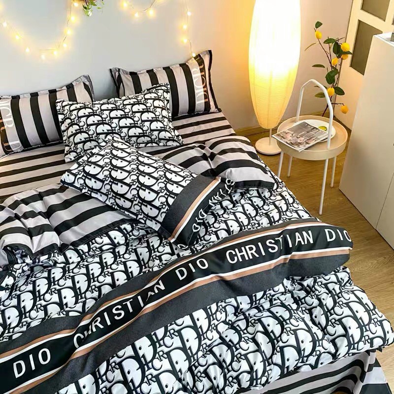 Bộ chăn ga gối Cotton poly M2T Bedding Kẻ chữ D, vỏ chăn mền, drap nệm và 2 vỏ gối | BigBuy360 - bigbuy360.vn