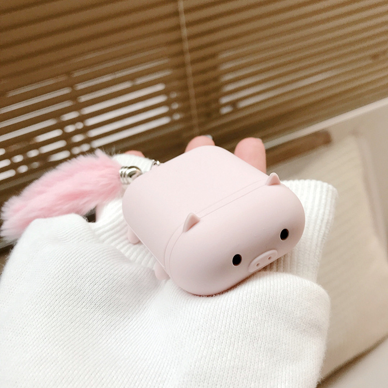 Soft Case Bahan Silikon Bentuk pink pig Untuk Airpods 1/2 AirPods pro case | BigBuy360 - bigbuy360.vn