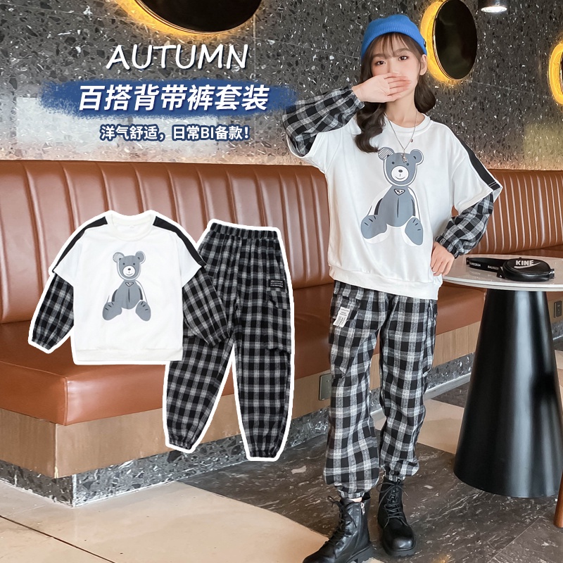 Bộ Đồ Dài Tay Họa Tiết Sọc Caro Cho Bé Gái 4 5 6 7 8 9 10 11 12 13 14 Tuổi