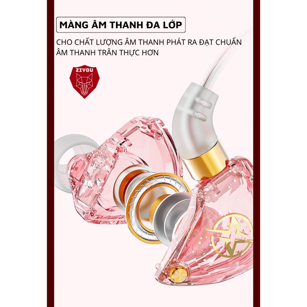 Tai Nghe Nhét Tai Có Dây ZIYOU X6 Premium, Chống Ồn Cực Tốt, Âm Thanh Super Bass, Có Mic Nghe Nhạc Chơi Game Điện Thoại