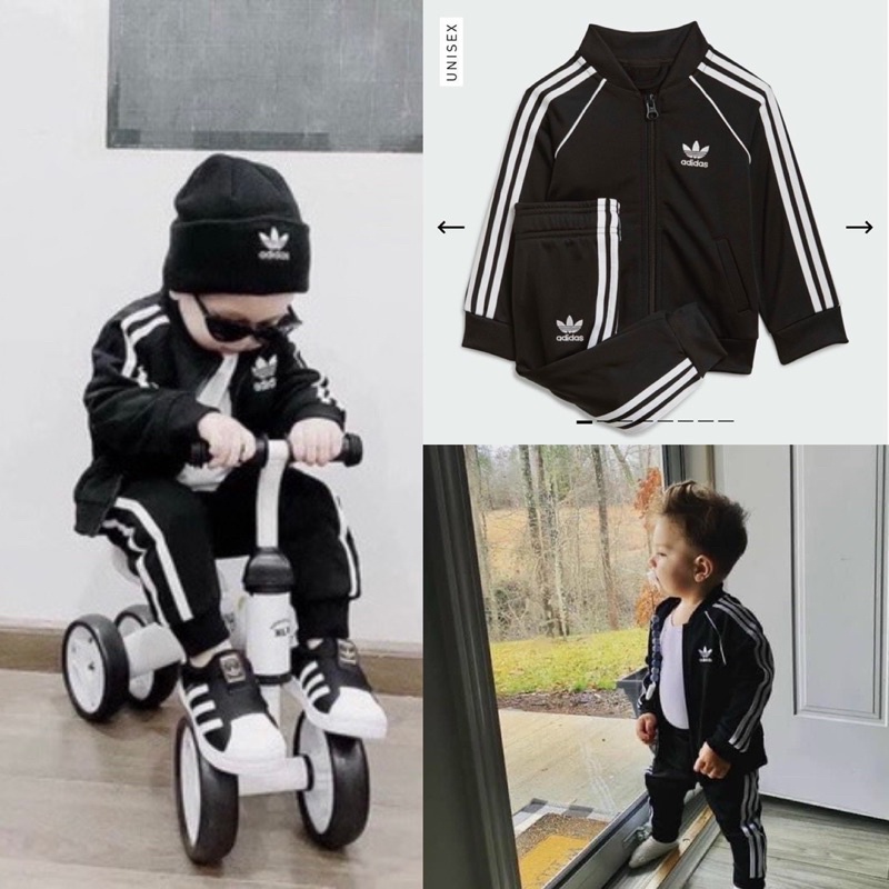 Bộ nỉ thể thao Adidass đen bé trai