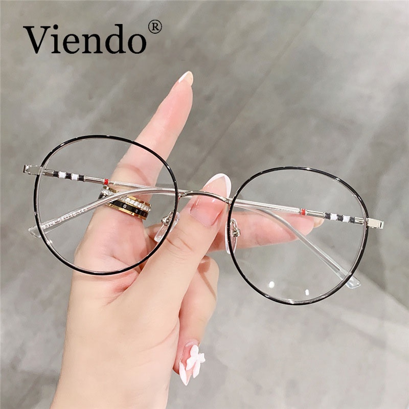 Kính cận VIENDO kim loại dáng tròn đổi màu chống ánh sáng/ tia uv cắt kính cận theo yêu cầu cho nam và nữ