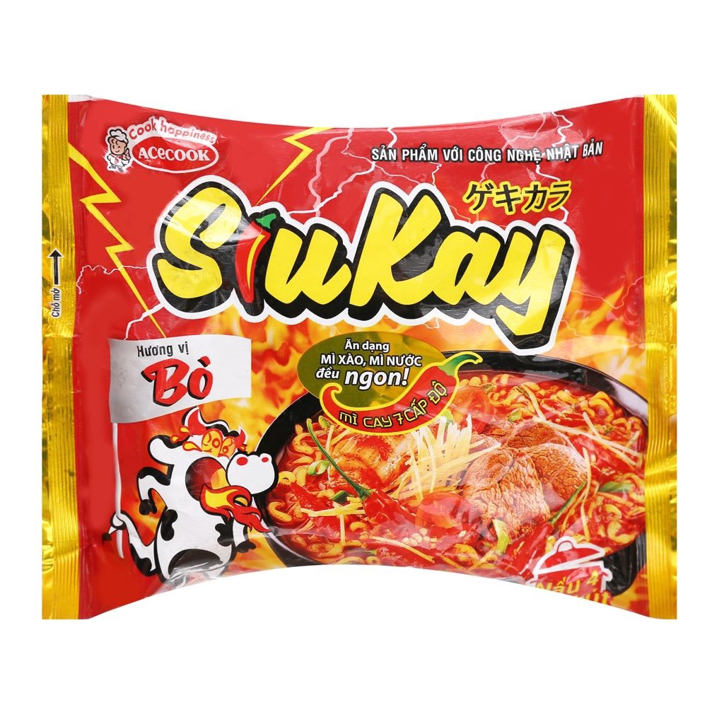 Mì SiuKay Acecook Hương vị Bò, Hải sản gói 127g