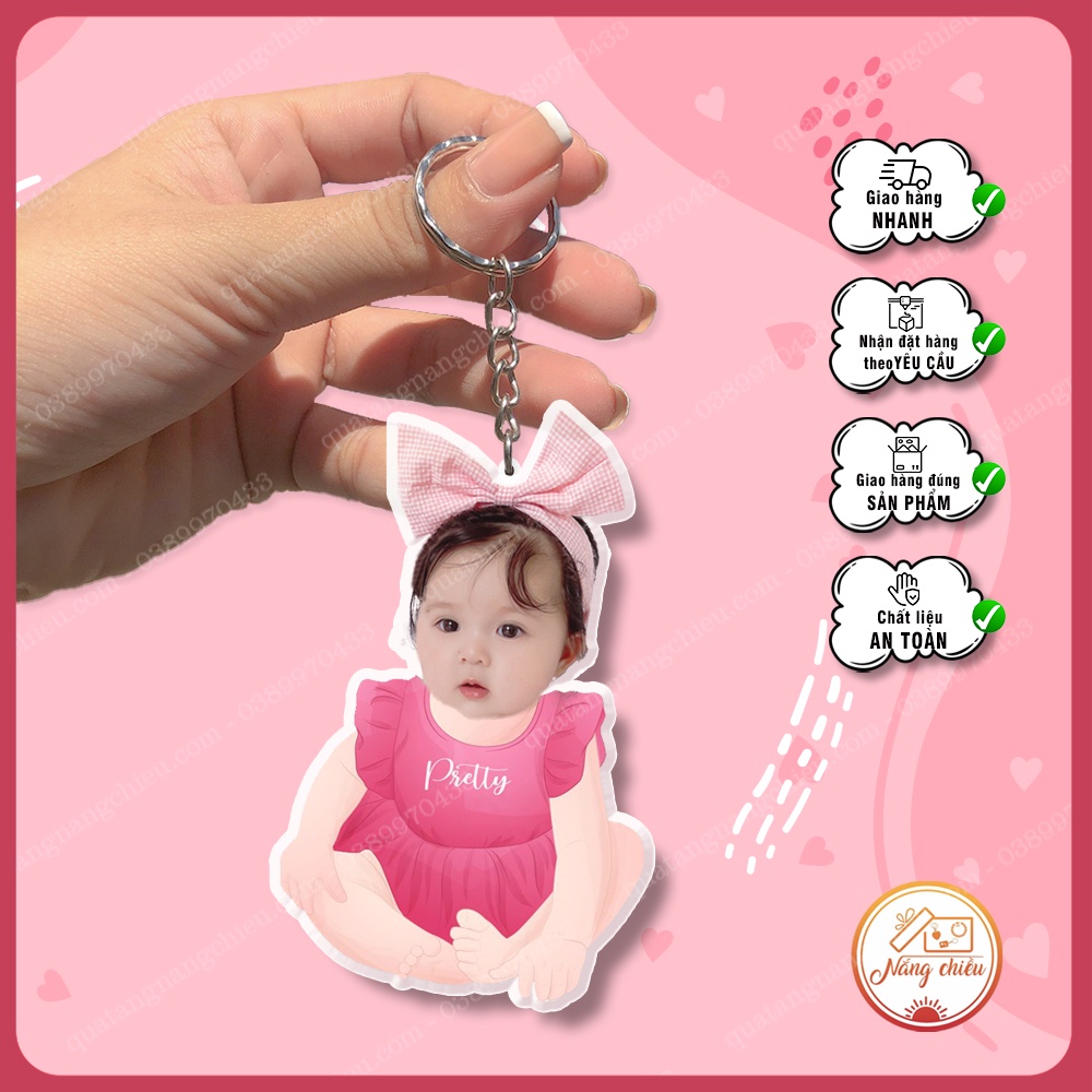 Phụ kiện đeo balo, treo xe, Móc khóa cắt ghép chibi theo yêu cầu, chất liệu mika sáng bóng, quà tặng ý nghĩa