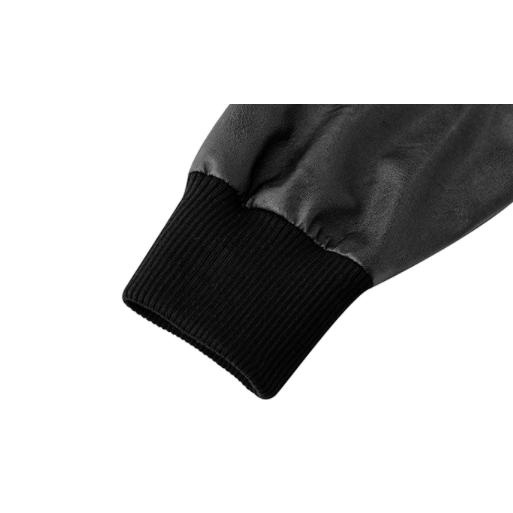 Áo khoác bomber Nelly phối da cao cấp in hình "HEYBIG 68" áo Varsity