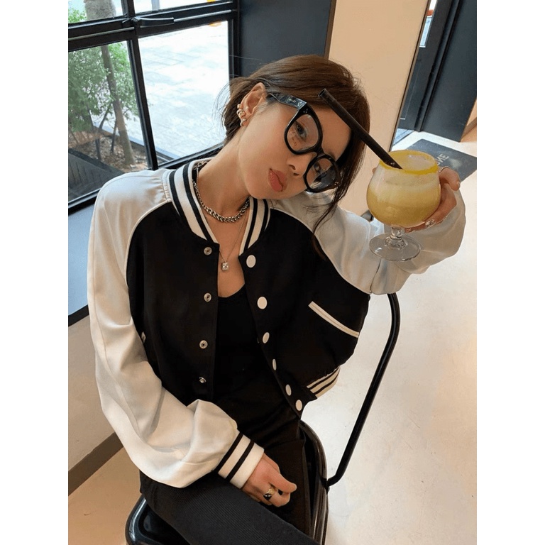 Áo Khoác Nữ Croptop Phong Cách Bóng Chày Chất Nỉ Mềm Mịn In Chữ Lưng Phối Tay Trắng Mặc Đẹp Thời Trang NEW UNISEX