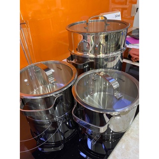 Bộ 3 nồi + xửng hấp Rapido - Inox cao cấp 304- dùng cho bếp từ và mọi loại bếp