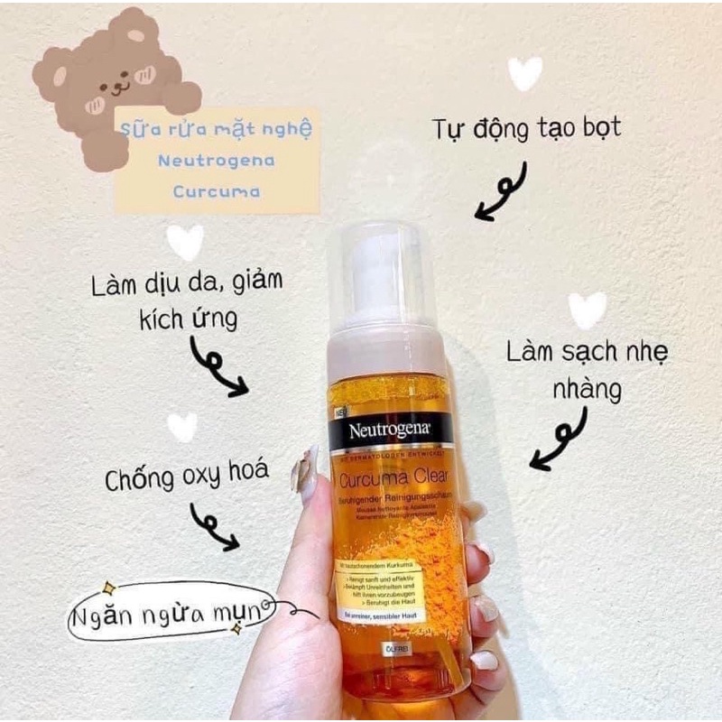 Sữa rửa mặt nghệ Neutrogen tạo bọt dành cho da nhạy cảm, da có vết thâm mụn