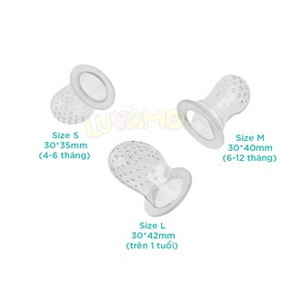 Túi nhai ăn dặm silicon chống hóc misuta dai mềm cao cấp an toàn cho bé tập ăn dặm (kèm núm nhai 3 size) luvamo AD89