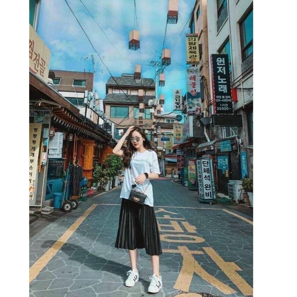 CHÂN VÁY XẾP LY THẦN THÁNH - Chân Váy Midi Đen Xòe Chữ A | BigBuy360 - bigbuy360.vn