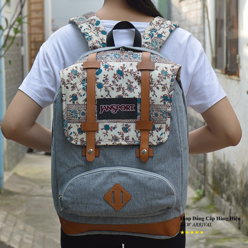 Balo JANSPORT LAPTOP màu xám họa tiết hoa