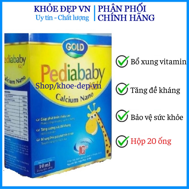 Siro bổ sung canxi Pediababy kid gold Calcium Nano (hộp 20 ống)