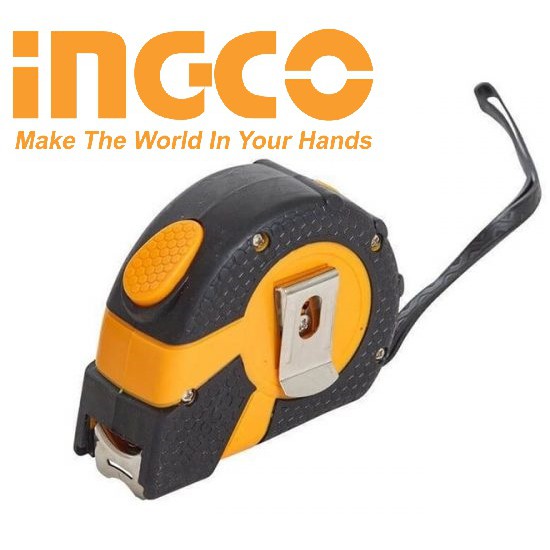 INGCO Thước kéo cuộn 8 mét x 25mm thép nền vàng Steel Measuring Tape HSMT0808
