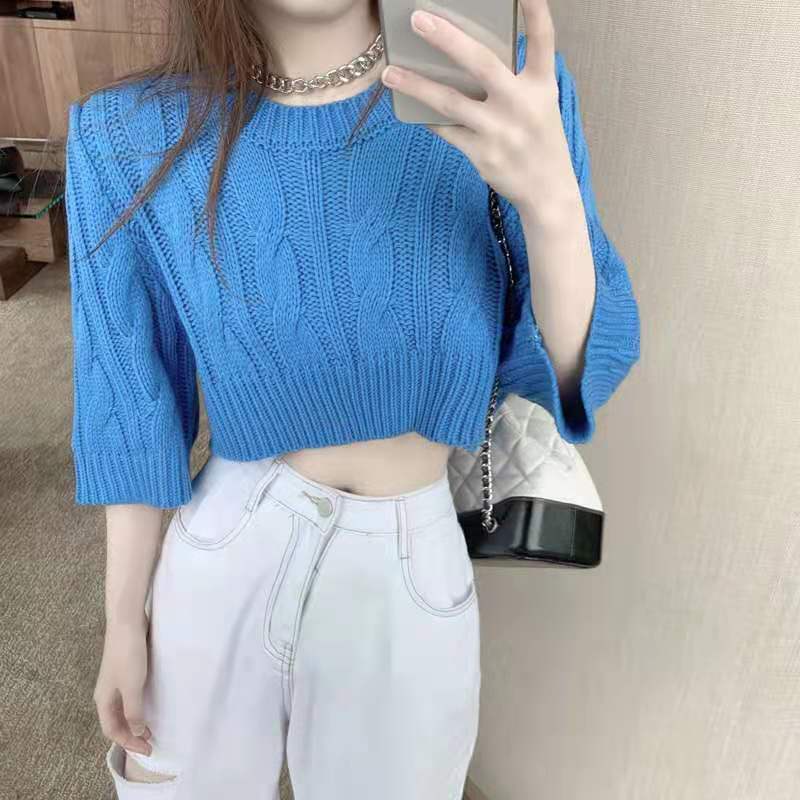 Áo Sweater Dáng Rộng Lưng Cao Thời Trang Mùa Đông 2022 Cho Nữ