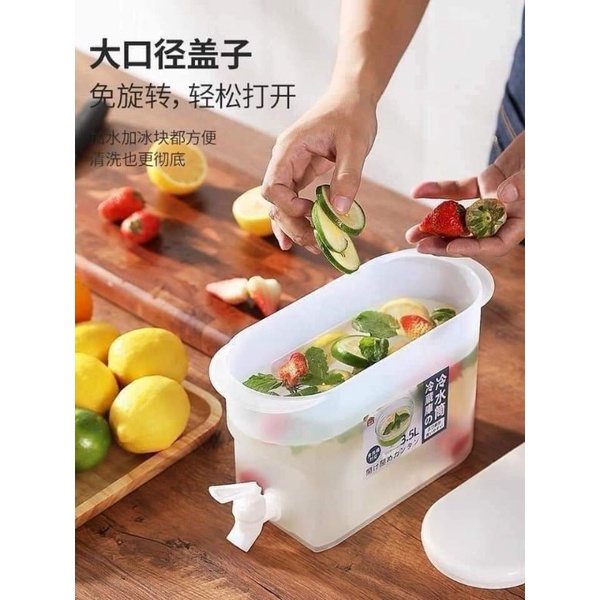 Bình Nước Cao Cấp 3.5l Có Vòi, Hộp Đựng Nước Uống ,Để Tủ Lạnh Chịu Nhiệt