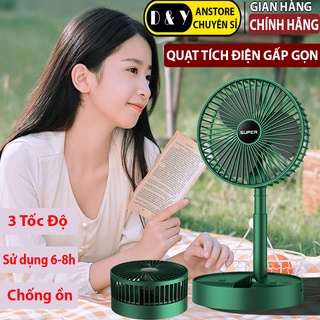 Quạt tích điện mini Super Fan 3 chế độ gió - Quạt mini để bàn gấp gọn tiện dụng - Kèm sạc USB